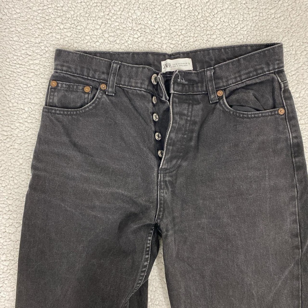 Zara Black denim jeans with button detail